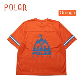 【楽天スーパーセール対象商品】ポーラー Tシャツ 半袖 POLER S/S MESH JERSEY メッシュ ジャージ フットボールジャージ バックプリント フロントプリント ブランドロゴ ブラック オレンジ ホワイト アウトドア カジュアル 2024 春夏 SS 正規品