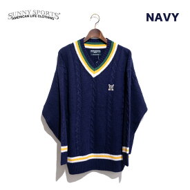 セーター メンズ SUNNY SPORTS CHILDEN SWEATER サニースポーツ チルデンセーター ニット Vネック レディース ゆったり シンプル カジュアル オーバーサイズ リラックス フレッピー アメカジ イェール ゴルフ 2022-2023 FW 秋冬 正規品