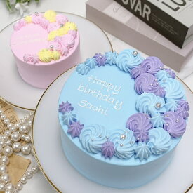【 フラワームーンケーキ 4号 / 2色オーダー＆お好きなメッセージ 】 センイルケーキ オーダーケーキ 誕生日 誕生日ケーキ 4号 サプライズ メッセージ 結婚記念日 ケーキ メッセージ 冷凍ケーキ お取り寄せ 冷凍スイーツ ギフトケーキ インスタ映え スイーツ ケーキ