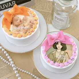 【 リボン付き写真ケーキ 4号 / 選べる8色 & お好きなメッセージ 】 ケーキ バースデー 推し ケーキ オーダー メイド 韓国 センイル ケーキ ホール 冷凍 センイルケーキ 推し活 BIRTHDAY ケーキ お取り寄せ 記念日 ギフト 誕生日ケーキ スイーツ 12cm