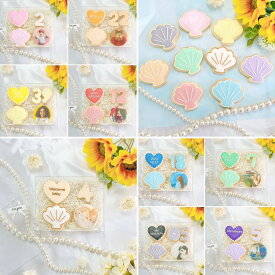 貝殻＆プリントクッキーBOX《ミニプリントクッキー＋数字(2桁まで)＋ハートプレート(お好きなメッセージ)＋貝殻のアイシングクッキー【 プリントクッキー メッセージクッキー フォトクッキー 写真 クッキー 写真クッキー ギフト クッキー 誕生日 お祝い 記念日 プレゼント 】