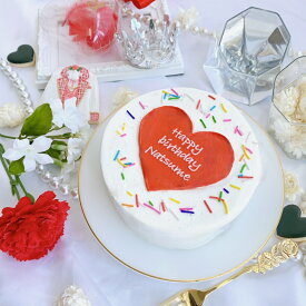 《8色&お好きなメッセージ》 カラフルトッピング付 ハートセンイルケーキ 6号（4〜5名様向け）【 誕生日ケーキ センイルケーキ かわいい おしゃれ お祝い 記念日 インスタ映え ケーキ スイーツ ホールケーキ おもしろ ケーキ サプライズ ケーキ ギフト プレゼント 贈り物 】