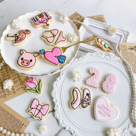 ～ピンク推し～ アイシングクッキー セット 《数字(2桁まで)＋プレート＋お好きな絵文字アイシングクッキー》【 メッセージクッキー アイシングクッキー 誕生日 キャラクター セット オーダー アイシングクッキー 数字 サプライズ カラフル かわいい 映え 映えスイーツ 】