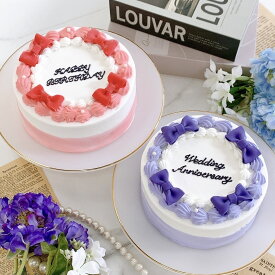 推しカラー 4つのリボンのセンイルケーキ 4号（12cm）【 誕生日ケーキ センイルケーキ かわいい おしゃれ お祝い 記念日 インスタ映え ケーキ スイーツ ホールケーキ おもしろ ケーキ サプライズ ケーキ ギフト プレゼント 贈り物 】