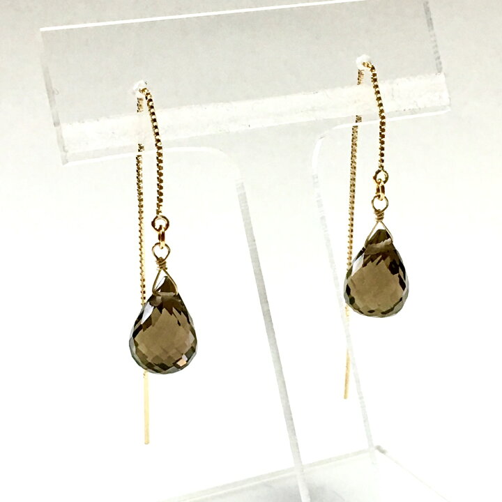 楽天市場】【Rvaru】☆ K14GFピアス スモーキークォーツ ドロップ  