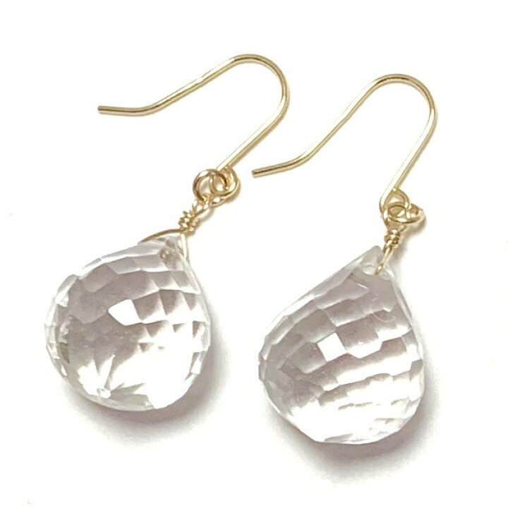 楽天市場】【Rvaru】☆ K18 本水晶 ピアス ドロップ ブリオレット  