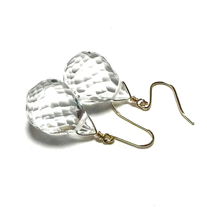 楽天市場】【Rvaru】☆ K18 本水晶 ピアス ドロップ ブリオレット  