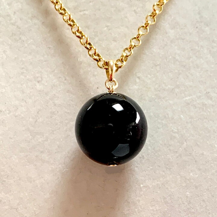 楽天市場】K18 オニキス ペンダント トップ ☆ ブラックオニキス 16mm 