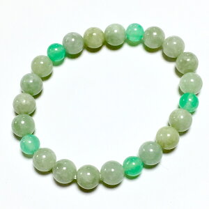 【Rvaru】 ミャンマー産 天然 翡翠 ひすい ヒスイ ブレスレット 無着色未処理 オーストラリア産 クリソプレーズ ブレスレット オペロンゴム加工 5月 誕生石 天然石 本翡翠 ギフト 誕生日 バー