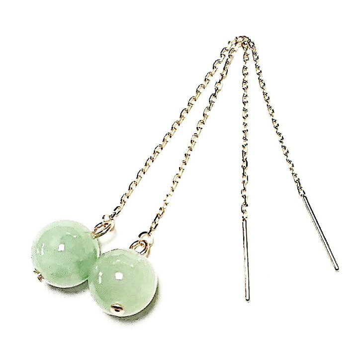 楽天市場】【Rvaru】 K18 本翡翠 ヒスイ ひすい ピアス 8mm ロング 