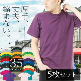 【5枚セット】tシャツ メンズ 半袖 綿100% クルーネック 襟ぐり狭め 白 シンプル 無地 涼しい 厚手 透けない 透けにくい 丈夫 ビジネスインナー ルームウェア トップス カットソー ウォーキング ヨガ コットン100% メンズtシャツメンズ 綿Tシャツ セット販売 まとめ買い5942