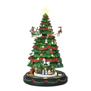 【送料無料】まわる クリスマスツリー 高さ約47.5cm ライト/クリスマスソング8曲/オブジェ/室内用/レジン