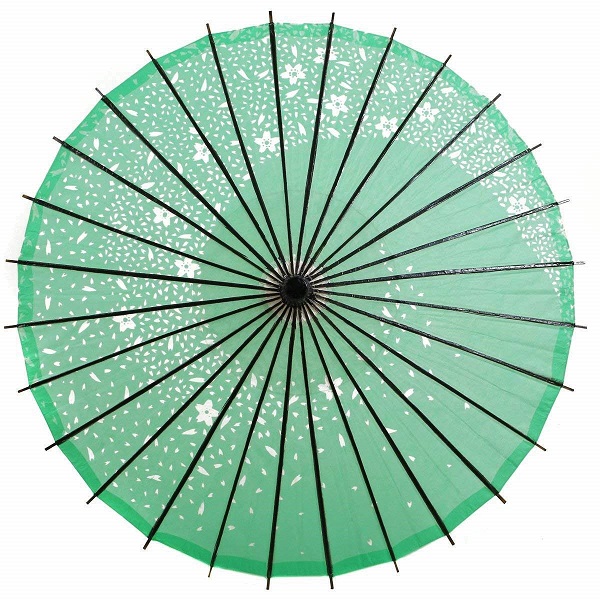 踊り傘 和傘 桜吹雪 直径84cm 緑色 かさ 日本式 コスプレ 伝統 超目玉 店 装飾
