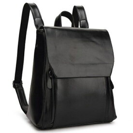レザー革 リュック 通学 通勤 バッグ2way肩掛け鞄 (ブラック) 軽量 小型 PUレザー