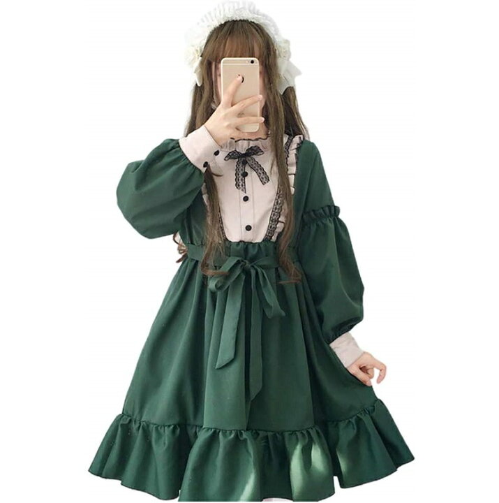 楽天市場 ゴスロリ ワンピース ドレス 長袖 復古風 フリル お嬢様 ガールズ 緑 演出服 ゴシック系 ロリータ アールトレードshop 楽天市場店