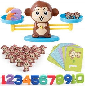 知育玩具 てんびん バランスゲーム 子供 おもちゃ（猿 茶色）幼児 天秤 数字 重さ