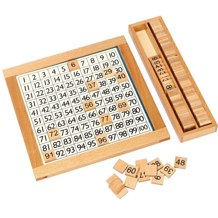 楽天市場 知育玩具 木製 おもちゃ 数字パズル 100並べセット モンテッソーリ教材 算数 学習 アールトレードshop 楽天市場店