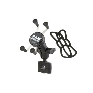 ラムマウント Xグリップ&バーマウントベース スマートフォン用 ショートアーム テザー付 RAM-B-408-75-1-A-UN7U スマホ iPAD タブレット ホルダー ステー スタンド