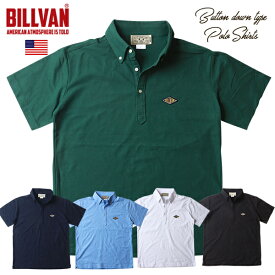 BILLVAN ビルバン 速乾ドライ ワンポイントワッペン ボタンダウンポロシャツ 機能素材 UVカット 防臭効果