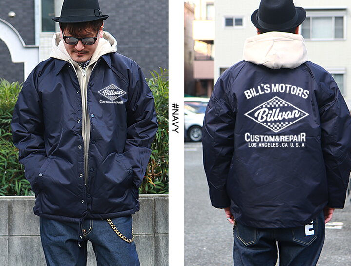 楽天市場】BILLVAN MOTORS 裏ボア・防寒 コーチジャケット ビルバン 