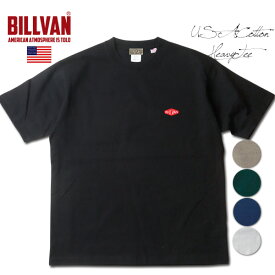 BILLVAN ヘビー・ウェイト USAコットン ワンポイントワッペン 赤 半袖Tシャツ ショートスリーブ