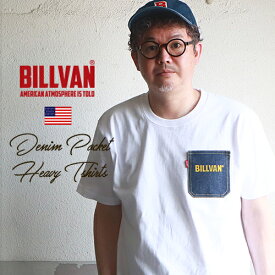 BILLVAN アメカジ デニム・ポケット ヘビーTシャツ オープンエンド糸 ワークTシャツ メンズ アメカジ