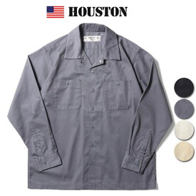 HOUSTON ヒューストン 41073 TCツイル 長袖 ワークシャツ メンズ 長袖シャツ 開襟シャツ ミリタリー