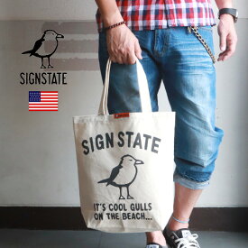 【スモールサイズ】SIGN STATE ナチュラル キャンバス Cool Gulls 190520柄 トートバッグ