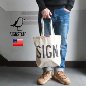 【スモールサイズ】SIGN STATE ナチュラル キャンバス SIGNロゴ トートバッグ スモールサイズ