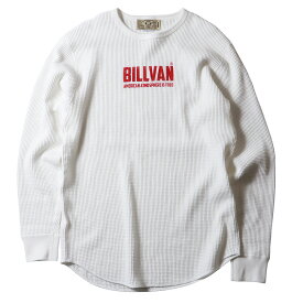 BILLVAN 定番プリント ヘビー・サーマル ワッフル・ロングTシャツ 袖リブ付き ビルバン アメカジ ロンT