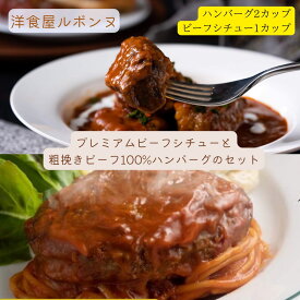 【 お弁当 の おかず に 】リピーター続出! 冷凍 国産牛を深みのあるデミグラスソースでホロホロになるまで煮込んだ ビーフシチュー (350g×1カップ)とあらびきビーフ100％煮込み ハンバーグ (250g×2カップ)のセット 熊本 レンジ 九州 贈答