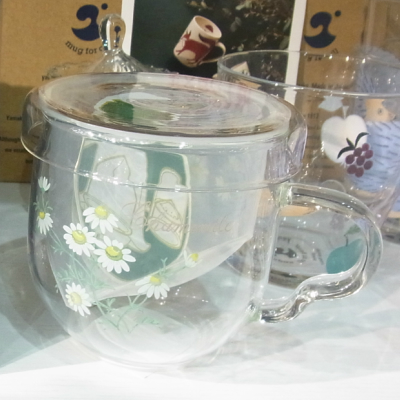 ガラス製 蓋付きマグカップ 茶こし付き ティーマグ カモミールシリーズ セレック 耐熱ガラス