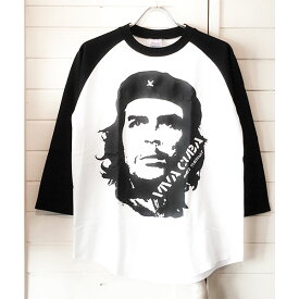 チェ・ゲバラ Tシャツ 七分袖 VIVA CUBA/7分袖/チェゲバラ ロンT スウェット メンズ レディース ラグランTシャツ Uネック 7分袖 プリント ロゴ アメカジ 黒 白