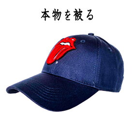 ザ・ローリング・ストーンズ THE ROLLING STONES 正規品 キャップ 帽子 CAP ローリングストーンズ RollingStones CLASSIC TOUGUE ネイビー バンドキャップ タグ付 ベースボールキャップ ローキャップ ロゴ刺繍 サイズ調整可 オフィシャル メンズ レディース