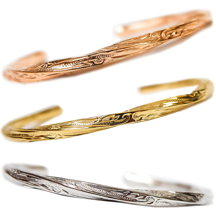 楽天市場 ハワイアンジュエリー バングル ゴールド ピンクゴールド スチールシルバー メンズ レディース ホヌ スクロール 記念日 誕生日 プレゼント ギフト サージカルステンレス Ruejoie