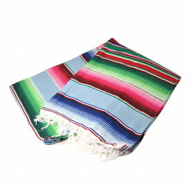 メキシカン サラペ ブランケット キャンプ アウトドア メキシカンラグ サルティーヨ サラッペ Saltillo Sarape Mexican Blanket[約210x150cm]LT.BLUE