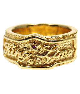 送料無料 K18ゴールドプレートリング 指輪 / キングリモ リング / KL エンブレム K18ゴールドプレート w/ルビー リング 【 指輪 メンズ レディース リング おしゃれ 18k プレゼント 誕生日 ギフト