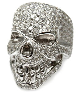 送料無料 シルバー925 リング 指輪 / キングリモ リング / キング ヘッド w/パヴェCZ リング 【 スカル ドクロ 指輪 メンズ レディース リング おしゃれ プレゼント 誕生日 ギフト 】 クリスマス