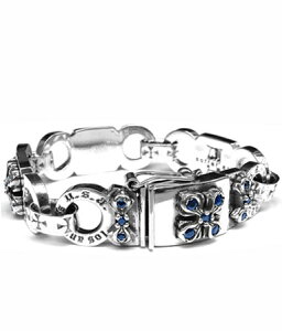 シルバー925 ブレスレット サファイア クロス 【 メンズ レディース 30代 40代 50代 60代 ファッション USA製 アメリカ 人気 セレブ 高級ブランド 正規品 おしゃれ ハード ロック rock 美しい キレ