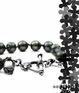 シルバー925 ブレスレット ブラックパール ダイヤモンド スカル 【 メンズ レディース 30代 40代 50代 60代 ファッション USA製 アメリカ セレブ 高級ブランド 正規品 おしゃれ ロック rock 美しい