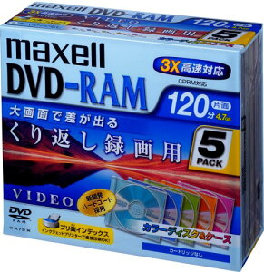 maxell DVD-RAM�^��p 120�� 3�{�� �J���[5�F 5���p�b�N DRM120MIXB.1P5S