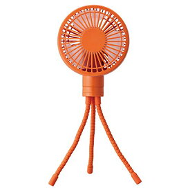 ドウシシャ 携帯扇風機 お出かけファン 2電源(USB 充電式) 風量3段階 ピエリア オレンジ