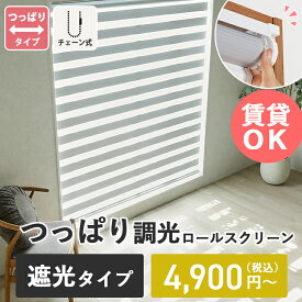 【つっぱり式】遮光 調光 ロールスクリーン 突っ張り式 オーダー 1級遮光 賃貸 ロールカーテン カーテン 調整 光調節 調光ブラインド ブラインド ネジ不要 押し入れ 目隠し 突っ張り ＜調光ロールスクリーン / 遮光 つっぱりタイプ ＞