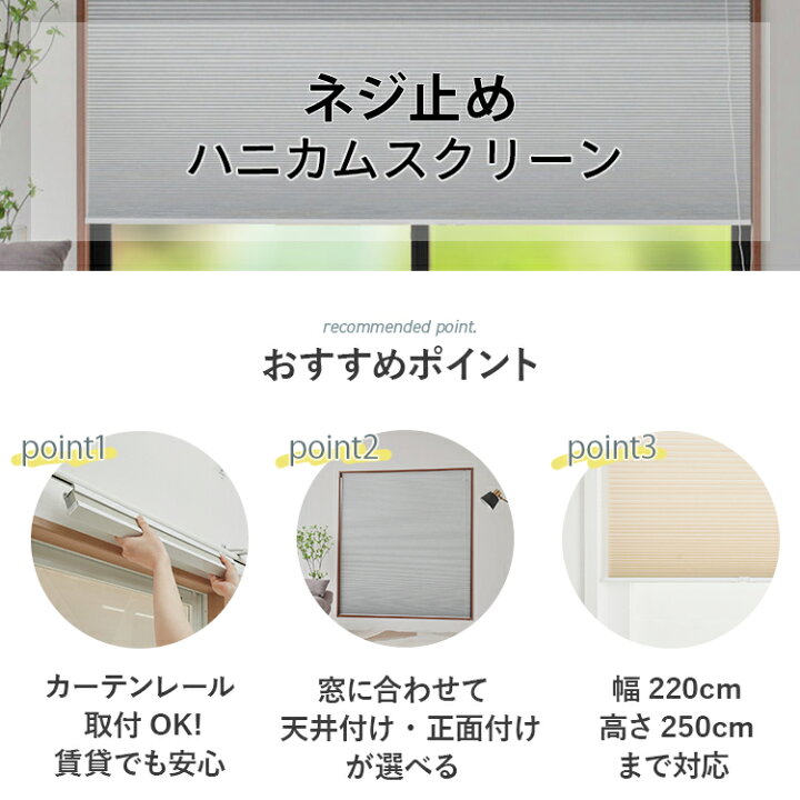楽天市場】ハニカムスクリーン 【カーテンレール取付けOK】ハニカム 