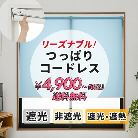 コードレス つっぱり ロールスクリーン 突っ張り式 突っ張りロールスクリーン ロールカーテン 小窓 非遮光 採光 遮光 1級遮光 賃貸 目隠し カーテン 遮熱 断熱 オーダー コードレス式 UVカット プルハンドル ＜ つっぱり式ロールスクリーン / ＞
