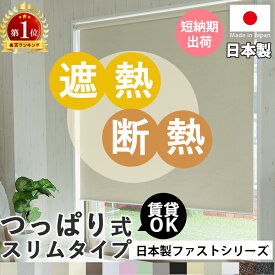 遮熱 スリムつっぱり つっぱりロールスクリーン ネジ不要 ロールカーテン 1級遮光 オーダーロールスクリーン 目隠し 間仕切り 寝室 子供部屋 オーダー つっぱり式 カーテン 遮光 断熱 穴あけ不要 突っ張り 保温 ロールカーテン ＜ ファスト つっぱり 遮光 / スリムタイプ＞