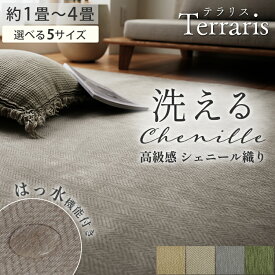 【最大5000円クーポン★スーパーセール】ラグ カーペット ラグマット ラグカーペット シェニール ゴブラン織りはっ水 洗える 洗える 滑り止め付き 北欧 オシャレ かわいい 床暖房対応 ホットカーペット対応 洗濯 オールシーズン 冬ラグ 冬用 テラリス / 1畳 2畳 3畳 4畳