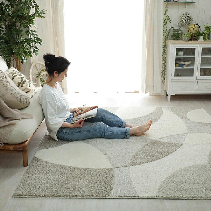 楽天市場 ウイルス対策 ラグ ラグマット カーペット マット 北欧 柄 おしゃれ リビング 抗菌 消臭 防ダニ 防虫 ベージュ グリーン ホット カーペット 床暖房対応 新生活 ポレン 約130x190cm ラグ カーペット専門店 ラグリー