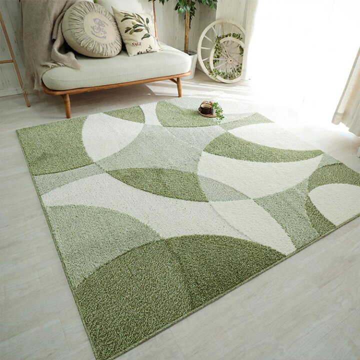 楽天市場 ウイルス対策 ラグ ラグマット カーペット マット 北欧 柄 おしゃれ リビング 抗菌 消臭 防ダニ 防虫 ベージュ グリーン ホット カーペット 床暖房対応 新生活 ポレン 約130x190cm ラグ カーペット専門店 ラグリー