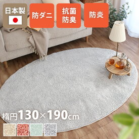 シャギーラグ 楕円 130×190Rcm 北欧 おしゃれ モダン 高機能 日本製 機能性 防ダニ 抗菌 防炎 じゅうたん ホットカーペット 対応 床暖 対応 子供部屋 秋 冬 寒さ対策 ラグマット フィアート Fiato ta